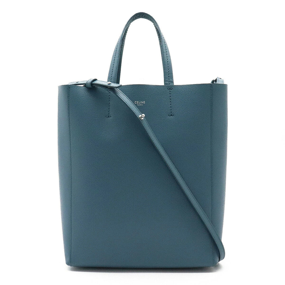Celine Vertical Cabas Tote Bag Shoulder Leather Blue